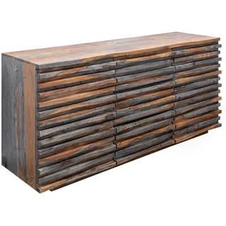 Riess-Ambiente invicta INTERIOR Massives Sideboard Relief 160cm Sheesham Holz grau Smoke Finish mit aufwändiger Front Kommode Anrichte