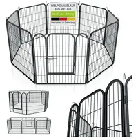 Juskys Welpenauslauf 8-teilig Metall Schwarz 160 x 160 x 80 cm