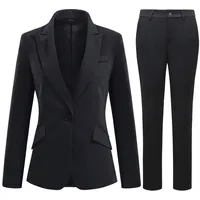 YYNUDA Hosenanzug Damen Business Outfit Slim Fit Blazer Elegant mit Anzughose/Rock für Frühling Sommer,Schwarz+Hosen,S - S