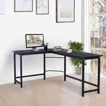 Vinsetto Computertisch Eckschreibtisch höhenverstellbar Metall Schwarz 168 x 120 x 75 cm für Home Office & Arbeitszimmer Aosom.de