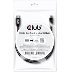 Club 3D USB 3.2 Gen1 Typ-C auf Micro USB Kabel 1m St./St. schwarz