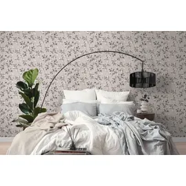 A.S. Création Vliestapete Pure Elegance Blumen-Tapete Mustertapete Blümchen Blattmuster, glatt, leicht glänzend, (1 St), Vliestapete floral für Schlafzimmer Küche Wohnzimmer Blumen Design beige|braun|schwarz