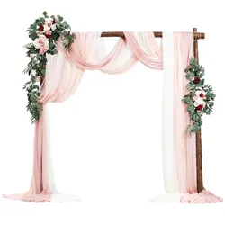 VEVOR Hochzeit Bogen Set Metall Traubogen Deko inkl. 2x Blumen 3x Vorhänge