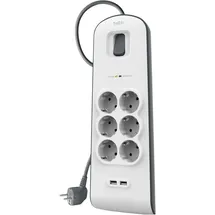 Belkin Surge Protector 6 Steckdosen 2 m 2 x USB Weiß