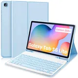YUEJIDZ Französische Tastaturhülle für Samsung Galaxy Tab S6 Lite 2024, AZERTY-Drahtlos-Tastatur mit Intelligenter Lederschutzhülle für 10,4“ Samsung Galaxy Tab S6 Lite 2024/2022/2020, Blau