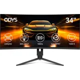 Odys XP34 PRO-X Curved Gaming Monitor 34 Zoll (86 cm) UWQHD 180 Hz 1ms Reaktionszeit (MPRT),125% sRGB, HDR10, FreeSync/G-Sync komp., 1500R, Pip/PBP, 2X HDMI 2.1, 2X DisplayPort