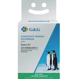 G&G 15566 Kompatibel Dymo D1 S0720680/40913, 9 mm, Schwarz auf weiß