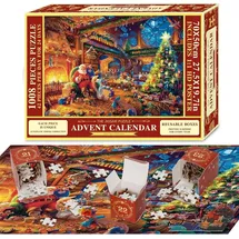 pukamam Puzzle Adventskalender 2024 Weihnachten Geschenk 1008 Teile Rot