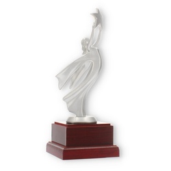 Siegerfigur Victoria silbermetallic auf mahagonifarbenen Holzsockel 23,8cm