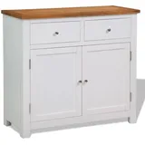 vidaXL Sideboard 90 x 33,5 x 83 cm Massivholz Eiche / Weiß