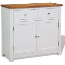 vidaXL Sideboard 90 x 33,5 x 83 cm Massivholz Eiche / Weiß