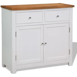 vidaXL Sideboard 90 x 33,5 x 83 cm Massivholz Eiche / Weiß