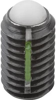 KUGELDRUCKSCHRAUBE OHNE KOPF, MIT GEWINDESICHERUNG, FORM:D KUGEL AUS POM, M10, L=26,7, VERGÜTUNGSSTAHL,