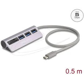 DeLock 3 Port USB 5 Gbps Hub inklusive SD und Micro Card Reader mit Type-C