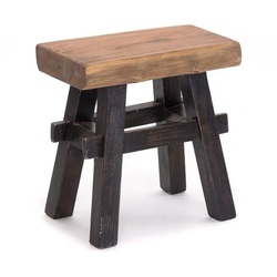 DESIGN DELIGHTS Hocker HOLZ HOCKER „VINTAGE 40“, Hartholz, 43×45 cm (HxB), Sitzhocker, Far schwarz