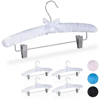 Relaxdays 10 x Satin Kleiderbügel, gepolstert, Vintage, verstellbare Clips,