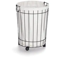 Zeller Wäschesammler m. Rollen, Metall/Canvas