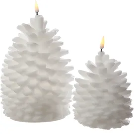 Deluxe Homeart LED Kerze Zapfen 19 cm weiß