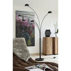 SalesFever Stehleuchte Five Fingers 205 cm | bewegliche Metall-Arme | echter Marmorfuß | B 150 x T 36 x H 205 cm | schwarz lackiert