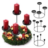 FHzytg 3 in 1 Adventskranz Metall Kerzenhalter Stumpenkerze, Kerzenhalter Stumpenkerzen Kerzenständer Kerzenteller für Adventskranz Stabkerzen, Stumpenkerzen und Teelichter Deko (Schwarz)