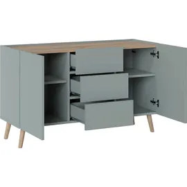 Home Affaire Sideboard Scandi 119,8 x 71,8 x 41,8 cm Platin Grau / Jackson Hickory