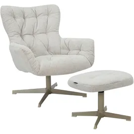 Home Affaire Drehsessel HOME AFFAIRE "VERGAS Ohrensessel mit Hocker im Set", beige, B:85cm H:88cm T:80cm, metal frame, plywood, foam, fabric, metal base, Sessel, Drehsessel, Relaxsessel mit 360-Grad-Drehfunktion u. Hocker, Web-Stoff