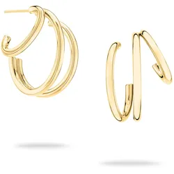 Paar Creolen ECHTZEIT "Schmuck Geschenk Edelstahl Ohrringe Modern Lines", gold (gelbgoldfarben), Ohrringe, Damen, Edelstahl