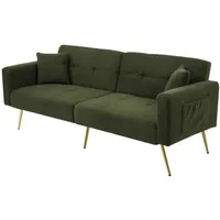 BlingBin Schlafsofa Big-Sofa Loungesofa Länge 175CM, 1 Teile, Schlafsofa mit Sherpa-Stoff und Schwammfüllung grün