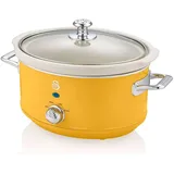 Swan SF17021YELNEU Slow Cooker 3,5L, Antihaft-Keramisches PFOA- und PTFE-freies, Vintage, Gelb, 200W