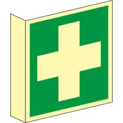 Gramm Medical Fahnenschild Erste Hilfe, Kunststoff langnachleuchtend, 200 x 200 mm