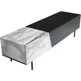 KADIMA DESIGN Lowboard Schwarz mit Marmor-Dekor in Weiß 150x40x40 cm, Wohnzimmer, Wohnwände, Lowboards, Lowboards stehend