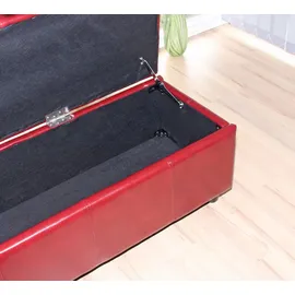 Mendler Garnitur Sitzgruppe Bank mit Aufbewahrung Kriens XXL+4 Stühle Littau, Kunstleder/Leder FSC®-zertifiziert ~ rot