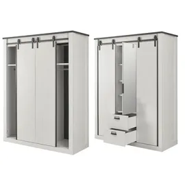 furn.design Kleiderschrank 3-türig 162 x 209 cm Pinie weiß anthrazit