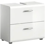 xonox.home Waschbeckenunterschrank 2 Schubladen 60 x 54 x 30 cm Weiß Hochglanz