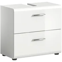xonox.home Waschbeckenunterschrank 2 Schubladen 60 x 54 x 30 cm Weiß Hochglanz