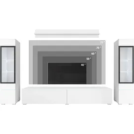 Home Affaire Wohnwand HOME AFFAIRE "VERA II", schwarz (graphit schwarz matt), B:260cm H:130cm T:33cm, Kastenmöbel-Sets, Wohnwand, Mediawand 260 cm, Vitrine mit Verglasung, stehend und hängend