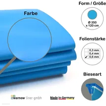 unipool Premium Poolfolie für Rundpool, 350 cm x 120 cm, Stärke: 0,6 mm, blau, Keilbiese