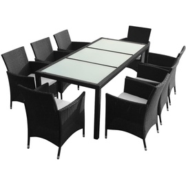 vidaXL Garten-Essgruppe 9-tlg. Tisch 190 x 90 cm schwarz 43118