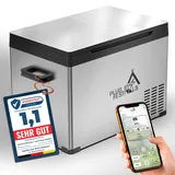 PLUG IN FESTIVALS elektrische Kühlbox - 2 Fächer Kompressor Kühlbox 12v 230v - bis -20 Grad & App-Steuerung - Gefrierbox Auto & Camping - DUAL Ice Cube elektrisch (32 Liter)