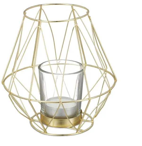 Relaxdays Geometrischer Teelichthalter Gold