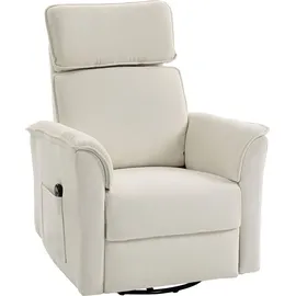 Homcom Relaxsessel Chenille 78 x 105 x 91 cm Cremeweiß elektrisch mit Liegefunktion
