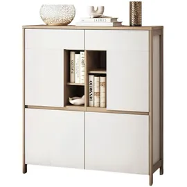 furn.design Highboard 111 x 125 cm Weiß / Eiche