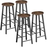 Tectake Barhocker Barstühle mit Fußstützen aus Holz und Stahl, Sitzhöhe 72.5 cm (Bistrohocker Keynes, in Industrial Holz dunkel, rustikal), mit höhenverstellbaren Kunststofffüßen braun 31,00 cm x 72,50 cm