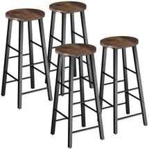 Tectake Barhocker Barstühle mit Fußstützen aus Holz und Stahl, Sitzhöhe 72.5 cm (Bistrohocker Keynes, in Industrial Holz dunkel, rustikal), mit höhenverstellbaren Kunststofffüßen braun 31,00 cm x 72,50 cm