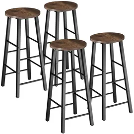 Tectake Barhocker Barstühle mit Fußstützen aus Holz und Stahl, Sitzhöhe 72.5 cm (Bistrohocker Keynes, in Industrial Holz dunkel, rustikal), mit höhenverstellbaren Kunststofffüßen braun 31,00 cm x 72,50 cm