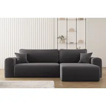 Kaiser Ecksofa mit Schlaffunktion Und Stauraum Für Bettzeug, L-förmiges Sofa,capri Stoff Poso Dunkelgrau Rechts