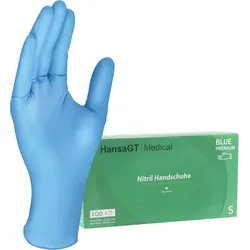 HansaGT Medical Nitrilhandschuhe, medizinische Untersuchungshandschuhe, puderfrei, Latexfrei, texturierte Einweghandschuhe, Größe S 100 Stück(HG-NI100BS)