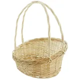 Dekoleidenschaft großer Bügelkorb aus Weide geflochten, weiß, Weidenkorb, Aufbewahrungskorb, Geschenkkorb, Dekokorb, Blumenkorb, Präsentkorb, Aufbewahrungs-Körbchen, Obstkorb