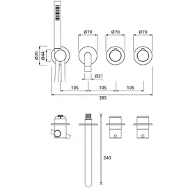 Herzbach MODUL7 Unterputz-Wannenarmatur Chrom
