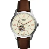 Fossil Herren Analog Automatik Uhr mit Leder Armband ME3266